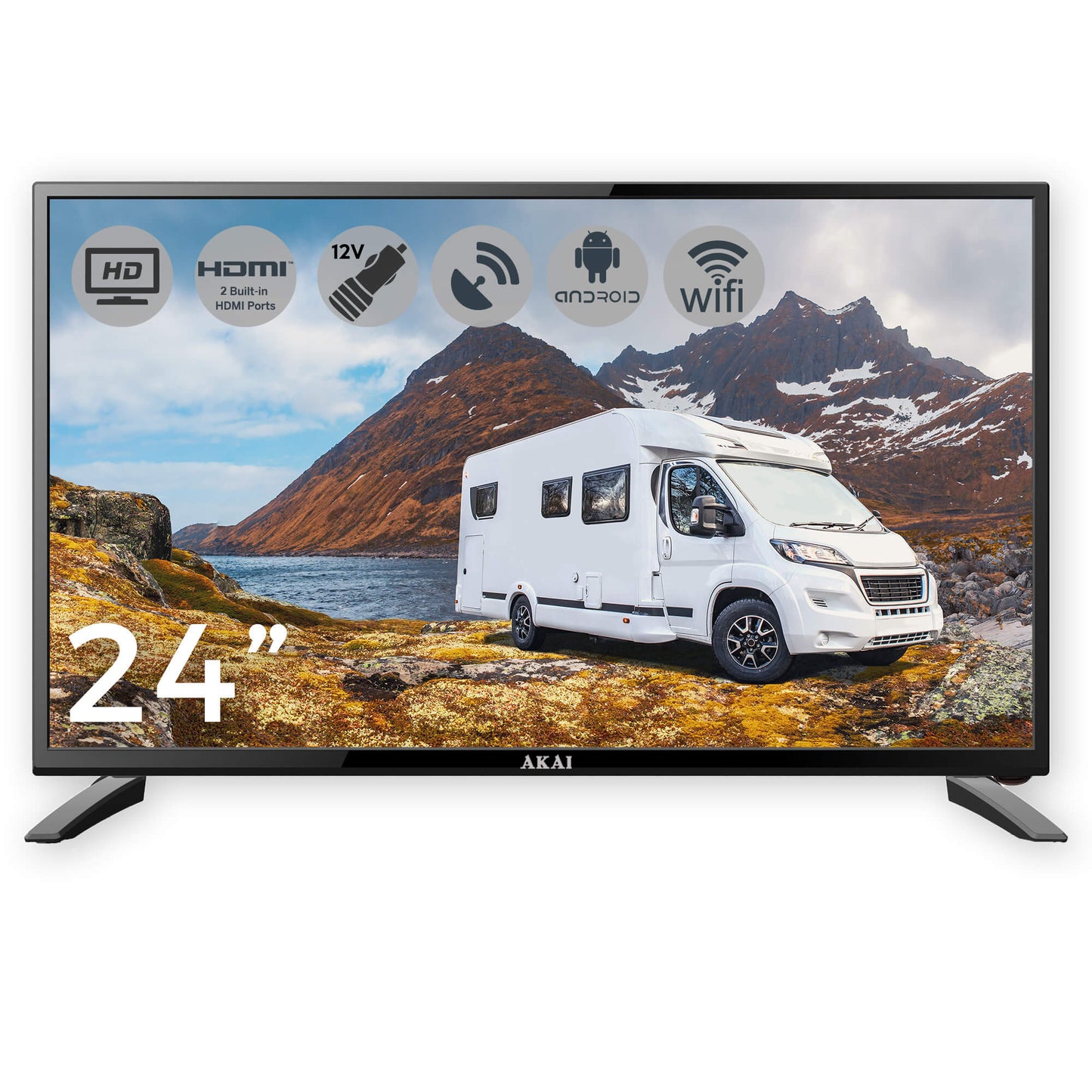 12 V Akai 24" HD Led S2 Sat Smart TV Android 11