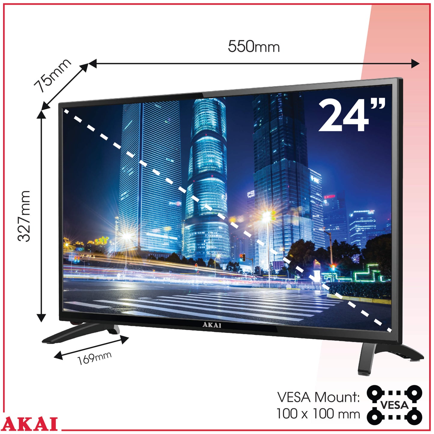 12 V Akai 24" HD Led S2 Sat Smart TV Android 11