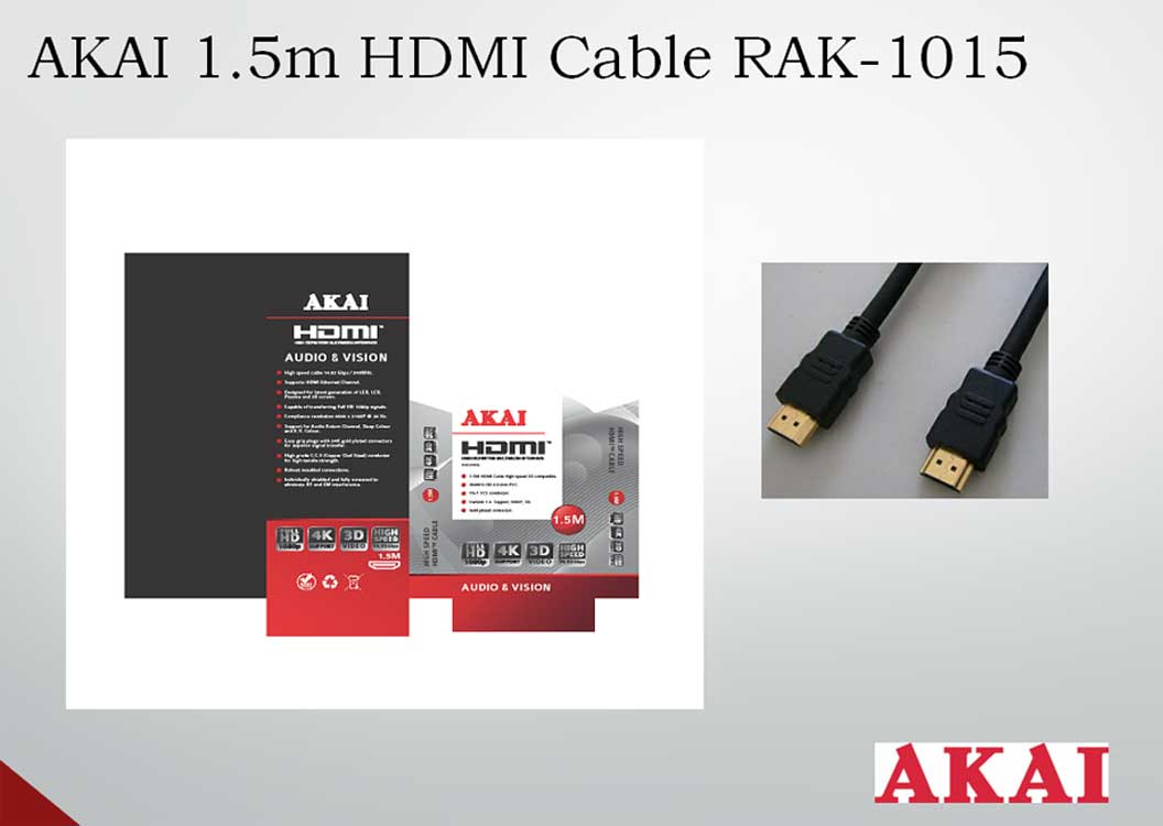 AKAI HDMI Cable High speed 3D compatible 1.5m